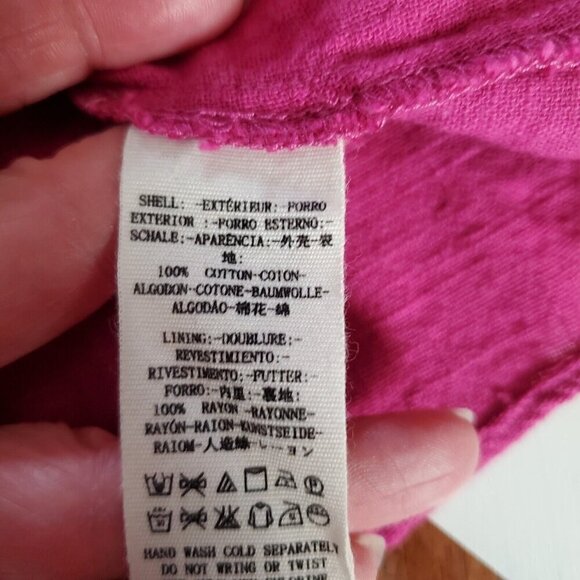 Free People Crop Top Small Magenta Pink Tie Shoulder‎ Woven Cotton Boho Festival - Picture 7 of 7